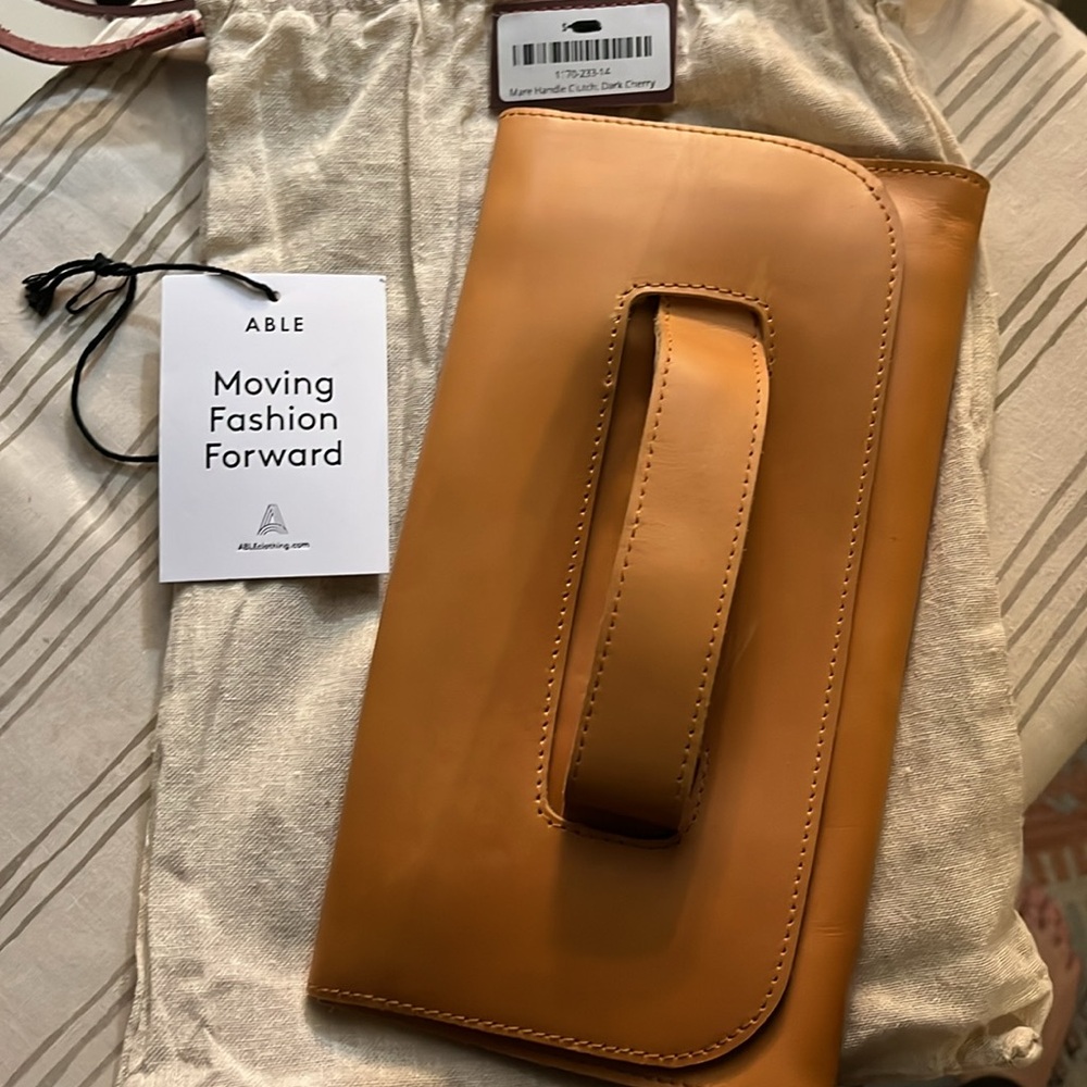 Able Tan Leather Wristlet Clutch - Picture 3 of 6